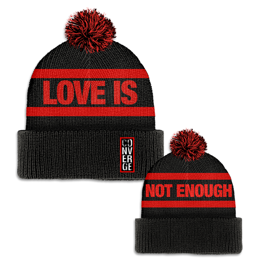 Love Is Not Enough Pom Beanie (Black/Red)