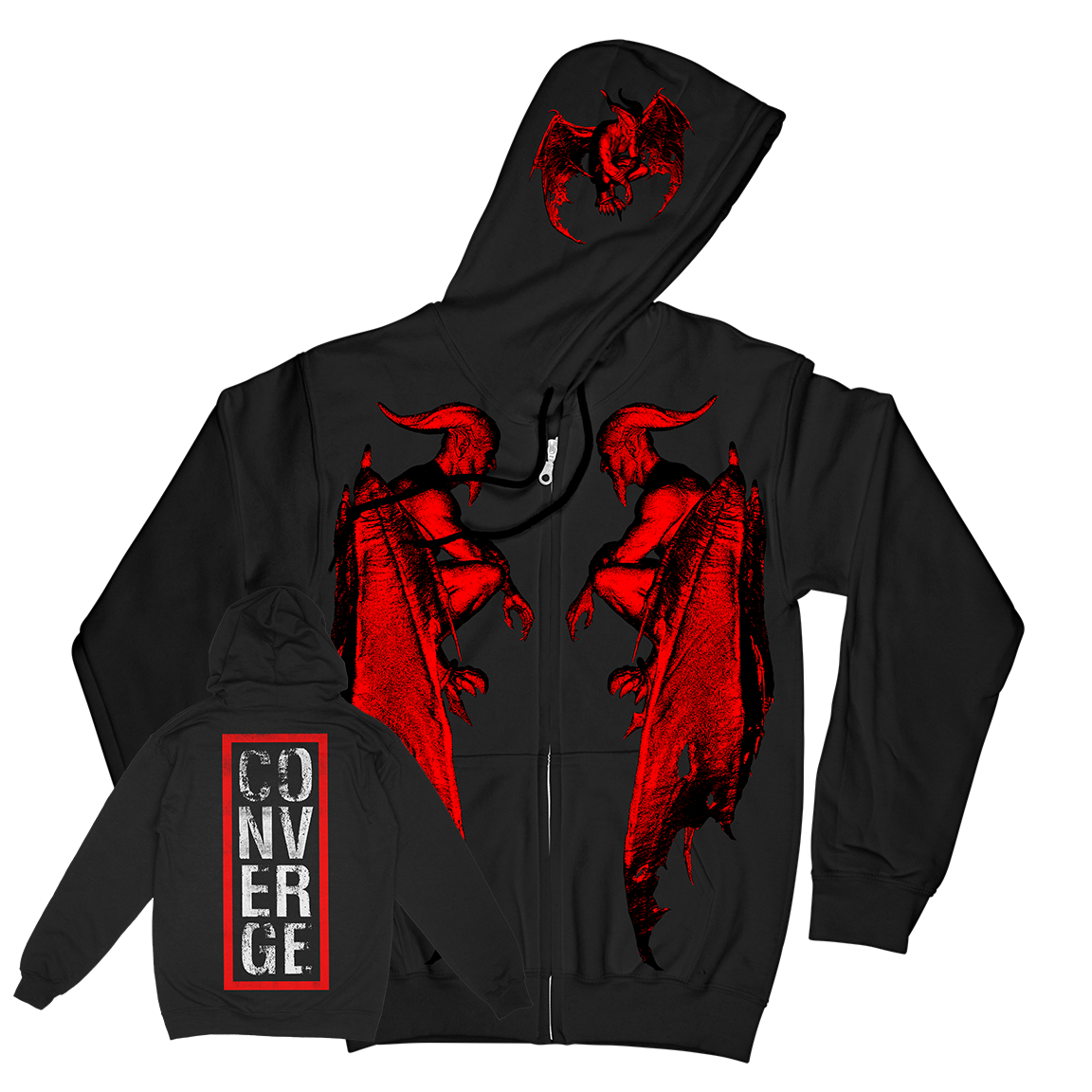 Devil Inside Zip Up Hoodie (Black)